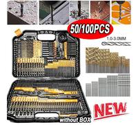 Juego de brocas helicoidales HSS, herramienta eléctrica de perforación de 100, 5/1/1, 5/3mm, vástago hexagonal de titanio, 2/2 piezas/50 piezas 50pcs Gold