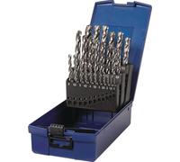 Juego de brocas helicoidales según la norma DIN 338, tipo N, acero rápido HSS-Co5, grado Z3, de 1 a 13 mm de diámetro y 0,5 mm de paso, 25 piezas, en estuche de plástico