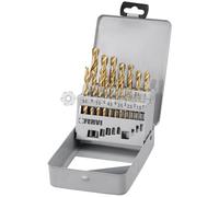 JUEGO DE BROCAS MANGO CILINDRICO AUTOCENTRANTES HSS TIN 1 - 10 MM FERVI P061