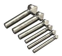 Juego de brocas para avellanar - HSS Juego brocas contrapeso 90 grados, cortador biselado carpintería de metal, broca chaflán HSS recubierta titanio, 6,3-20,5 mm, 6 piezas(Plastic Bag)