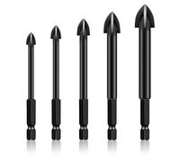 Juego de brocas para azulejos de cristal, brocas de cerámica, brocas de metal duro con 4 cortes, 5 mm, 6 mm, 8 mm, 10 mm, 12 mm, broca para azulejos