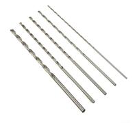 Juego de brocas para madera extralargas de acero alto, 5 piezas de 2 mm, 3 mm, 3,5 mm, 4 mm, 5 mm de diámetro x 160 mm de longitud, brocas redondas de doble estriado para metal