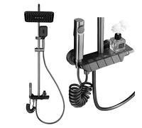 Juego de cabezal de ducha de 4 chorros Gun Grey Aircraft Carrier, ducha de alta presión con múltiples modos de agua, ideal para bañarse, limpiar, llenar con agua y otros usos diarios. 4-Mode（A）