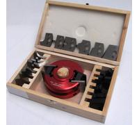 Juego de cabezales de fresado universales con medidor de perfiles y fresas para perfiles, cabezal de fresado con 7 herramientas, en caja de madera