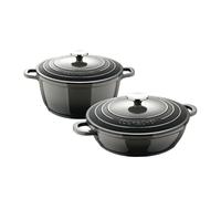 Juego de cacerola de ø20cm - 2,4l y cacerola baja de ø24cm - 2,3l en aluminio fundido color gris excalibur bergner