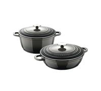 Juego de cacerola de ø20cm - 2,4l y cacerola baja de ø24cm - 2,3l en aluminio fundido color gris excalibur bergner