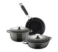 Juego de cacerola de ø20cm - 2,4l y cacerola baja de ø24cm - 2,3l en aluminio + sartén ø24cm aluminio forjado excalibur bergner