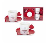 Juego de Café "Amor2" - 2 Tazas de 100ml con Platos en Forma de Corazón ❤️☕Dcasa