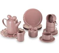 Juego de café de cerámica para 4 personas: incluye tetera, azucarero, jarra de leche, plato para pastel, 4 platos de postre y 4 tazas con platillos. Ideal para un juego de café o un servicio de té