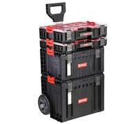 Juego de caja de herramientas MAX-Organizer con mango telescópico, ruedas de aluminio, 4 cajas reforzadas garaje taller PRO