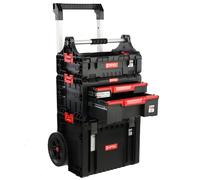 Juego de herramientas en caja con ruedas, con doble cajón, caja con asa, juego modular de 115 cm de altura, para garaje o taller profesional