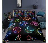 Juego de Cama 90/105/135/150 Funda Nórdica Galaxia Funda de Edredón Universo Espacio Exterior con Cremallera y Funda de Almohada (Universo 4, Cama 150 - 220×240)
