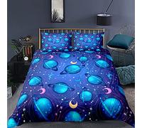 Juego de Cama 90/105/135/150 Funda Nórdica Galaxia Funda de Edredón Universo Espacio Exterior con Cremallera y Funda de Almohada (Universo 5, Cama 135 - 220x220)