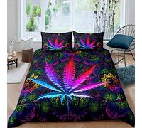 Juego de Cama Boho Mandala para niñas, niños, Marihuana, Marihuana, edredón, Hojas de Cannabis, 200x200 cm, Funda nórdica, Funda nórdica con Flores exóticas Bohemias, 3 Piezas