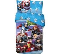 Juego de cama con licencia para niños, funda nórdica reversible de 140 x 200 cm, funda de almohada de 63 x 63 cm, 100% algodón (juego de cama Avengers, 140 x 200 cM)