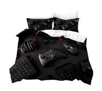 Juego de Cama de Impresión de Creative Gamer Funda de Almohada Funda Nórdica 3D Gamepad de Controlador de Juego Electrónico Edredón para Niños Chico Adolescente (Negro 1, 220x240cm Cama 135 cm)