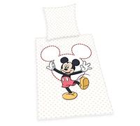 Juego de Cama de Mickey Mouse, Funda de Almohada de 80 x 80 cm, Funda nórdica de 135 x 200 cm, con Cremallera Suave, 100% algodón, Renforcé