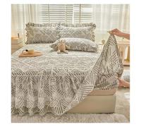 Juego de Cama de Tres Piezas con Estampado Floral, Acolchado, de Encaje y algodón Puro, con Funda Protectora for colchón y sábana Antideslizante.(Color-11,180x200cm Bed Skirt)