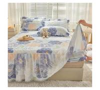 Juego de Cama de Tres Piezas con Estampado Floral, Acolchado, de Encaje y algodón Puro, con Funda Protectora for colchón y sábana Antideslizante.(Color-05,150x200cm Bed Skirt)