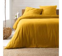 Juego de cama - Douceur d'Intérieur - ANGELIA - Tejido de algodón ligero - 260 x 240 cm - amarillo