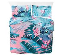 Juego de Cama Floral de Lilo y Stitch Disney con Funda de edredón para Cama Doble de algodón Afelpado - Incluye una Funda de Almohada de 50 x 70 cm