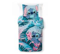 Juego de Cama Floral de Lilo y Stitch Disney con Funda de edredón para Cama Individual de algodón Afelpado - Incluye una Funda de Almohada de 80 x 80 cm