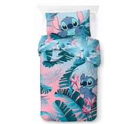 Juego de Cama Floral de Lilo y Stitch Disney con Funda de edredón para Cama Individual de algodón Afelpado - Incluye una Funda de Almohada de 50 x 70 cm
