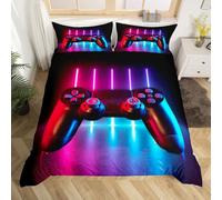 Juego de cama Gamepad 140x200cm Consola Juego de vídeo Funda de edredón Gamer Juego de cama degradado neón Gamer Gaming Game Controller impresión de mando moderno Funda nórdica Super suave