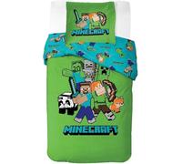 Juego de Cama Minecraft Individual | Funda Nórdica 140x200 cm y Funda de Almohada 50x70 cm | 100% Algodón | Ropa de Cama Infantil Suave, Colorida y Reversible | Diseño Minecraft Classic