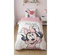 Juego de cama Minnie White, 100% algodón, funda nórdica reversible de 140 x 200 cm + funda de almohada de 65 x 65 cm con corazones