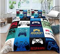 Juego de Cama para Adolescentes Joven Botones de Acción Coloridos Gamepad Funda de Edredón con Funda de Almohada Niño Colcha de Controlador de Videojuegos (Estilo 2, 180x210cm Cama 90 cm)