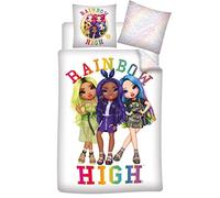 Juego de cama Rainbow High Reversible, funda nórdica de 140 x 200 cm y funda de almohada de 63 x 63 cm