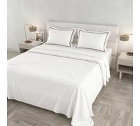 Juego de Cama Venere Matrimonial Maxi 100% Algodón Made in Italy-Set de sábanas Blancas, 2 Fundas de Almohada con Volante, Doble bordón, sábana encimera 260x300 cm, sábana Bajera 180x200 cm - Burdeos