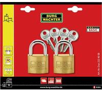 Juego de candados para cortinas Burg-Wächter Quadro 222 40 SB, con 4 llaves que abren todos los candados del juego