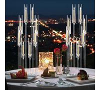 Juego de candelabros de acrílico - Candelabro de múltiples brazos - Soporte para velas transparente - Candelabro decorativo - Soporte para velas de 8 brazos