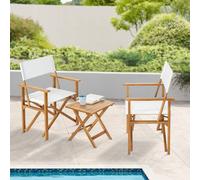 Juego de Capistrello, Set de 3 piezas que 1 Mesa y 2 Sillas Plegables Hechas de Madera de Eucalipto
