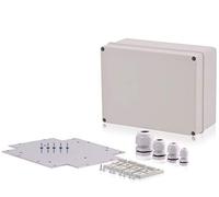 Juego de carcasas industriales 240 x 190 x 90 mm, carcasa de plástico, caja de derivación, carcasa universal de pared con tornillos de bisagra, tipo de protección IP65, incluye placa de montaje