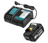 Juego de cargador DC18RF con batería de 18 V 5,0 Ah para Makita BL1860B BL1860 BL1850 BL1840 con indicador de carga LED