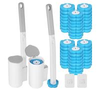 Juego de cepillos de inodoro desechables - 48 repuestos de limpieza - Mango extensible - Kit de sujeción - Higiénico - Aroma a océano
