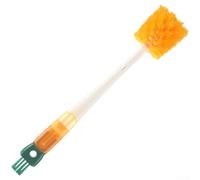 Juego de cepillos multifuncionales para botellas, 5 cabezales para botellas de agua, vasos y popotes, estropajo flexible con agujero para colgar, verde (naranja-rojo)