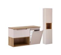 Juego de cesta y pedestal de 100 cm de riva cashmere y madera