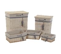 Juego de Cestas DKD Home Decor Azul Beige Aluminio Espirales Mediterráneo 5 Piezas