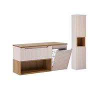 Juego de cesto y pedestal 120cm riva cachemira y madera