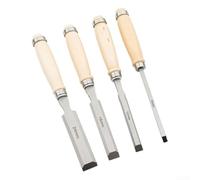 Juego de cinceles de madera, 4 piezas de acero al carbono 45# con asas ergonómicas, 6 mm, 12 mm, 18 mm, 24 mm para manualidades de tallado de carpintería (A)