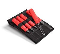 Juego de cinceles para madera 6, 10, 12, 16, 25mm de Hultafors I De acero japonés de alta calidad I Apto para golpes I Con estuche práctico I 390053