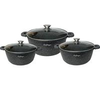 Juego de cocina de 6 piezas: ollas de 32/36/40 cm, sartén de aluminio con revestimiento antiadherente, juego de ollas, juego de ollas de cocina, marmolado, 32/36/40 cm