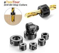 Juego de Collar de tope de taladro, anillo de tope, límite de eje, bloqueo métrico, prensa de acero, profundidad Ajustable, posicionador, guía de agujero, herramienta de carpintería Drilling Depth Sto