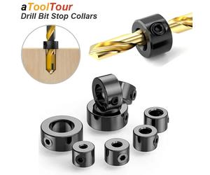 Juego de Collar de tope de taladro, anillo de tope, límite de eje, bloqueo métrico, prensa de acero, profundidad Ajustable, posicionador, guía de agujero, herramienta de carpintería Drilling Depth Sto