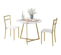 Juego De Comedor 3 Piezas Para 2, Mesa Redonda Resistente y 2 Sillas | estructura metálica reforzada, apto para apartamentos y espacios pequeños