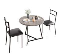 Juego De Comedor 3 Piezas Para 2, Mesa Redonda Resistente y 2 Sillas | estructura metálica reforzada, apto para apartamentos y espacios pequeños